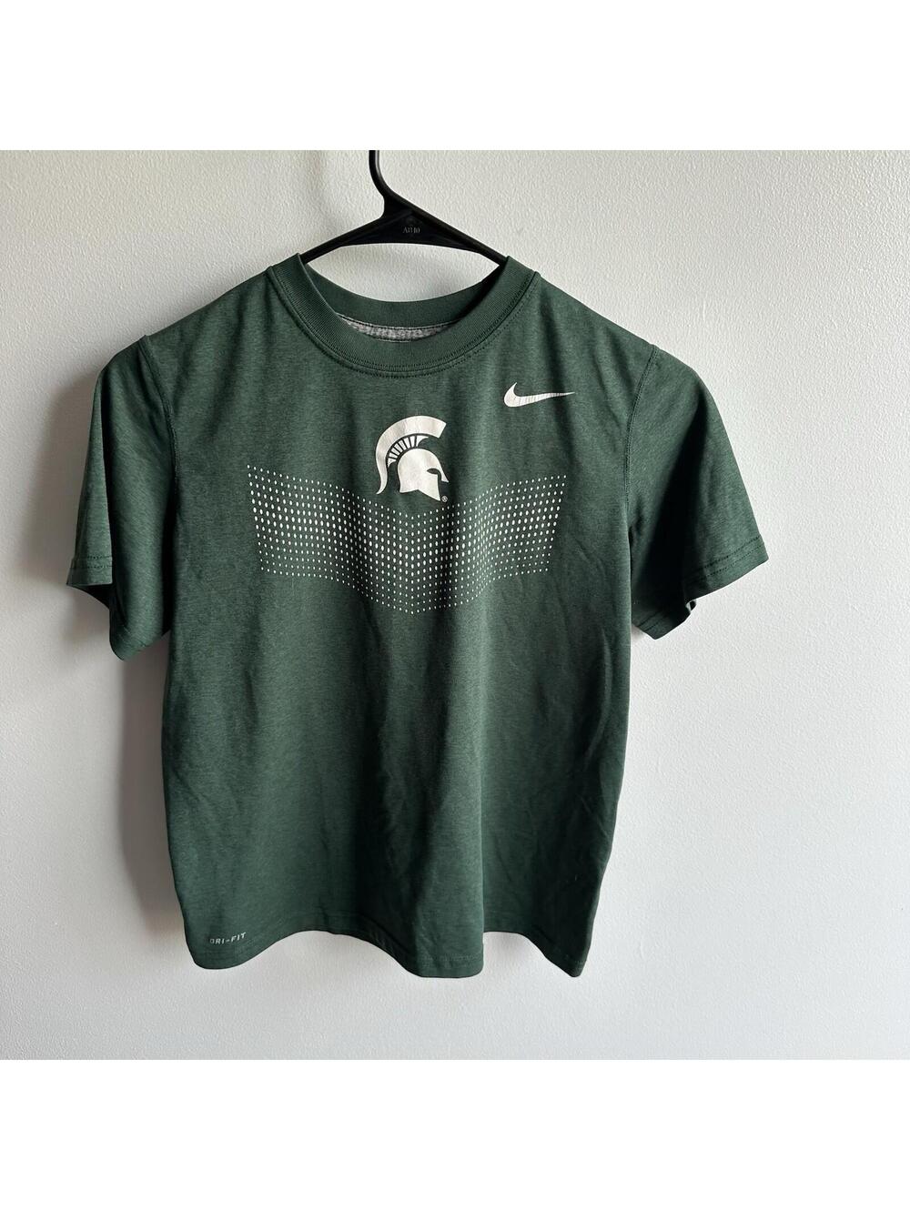NIKE Dry Fit Youth Medium Green Spartan T Shirt